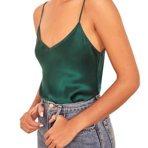 Reformation Teddy Top Emerald Green in small